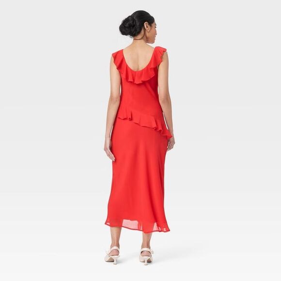 A New Day - Women's Ruffle Slip Dress - A New Day Red M Red - Picture 4 of 4
